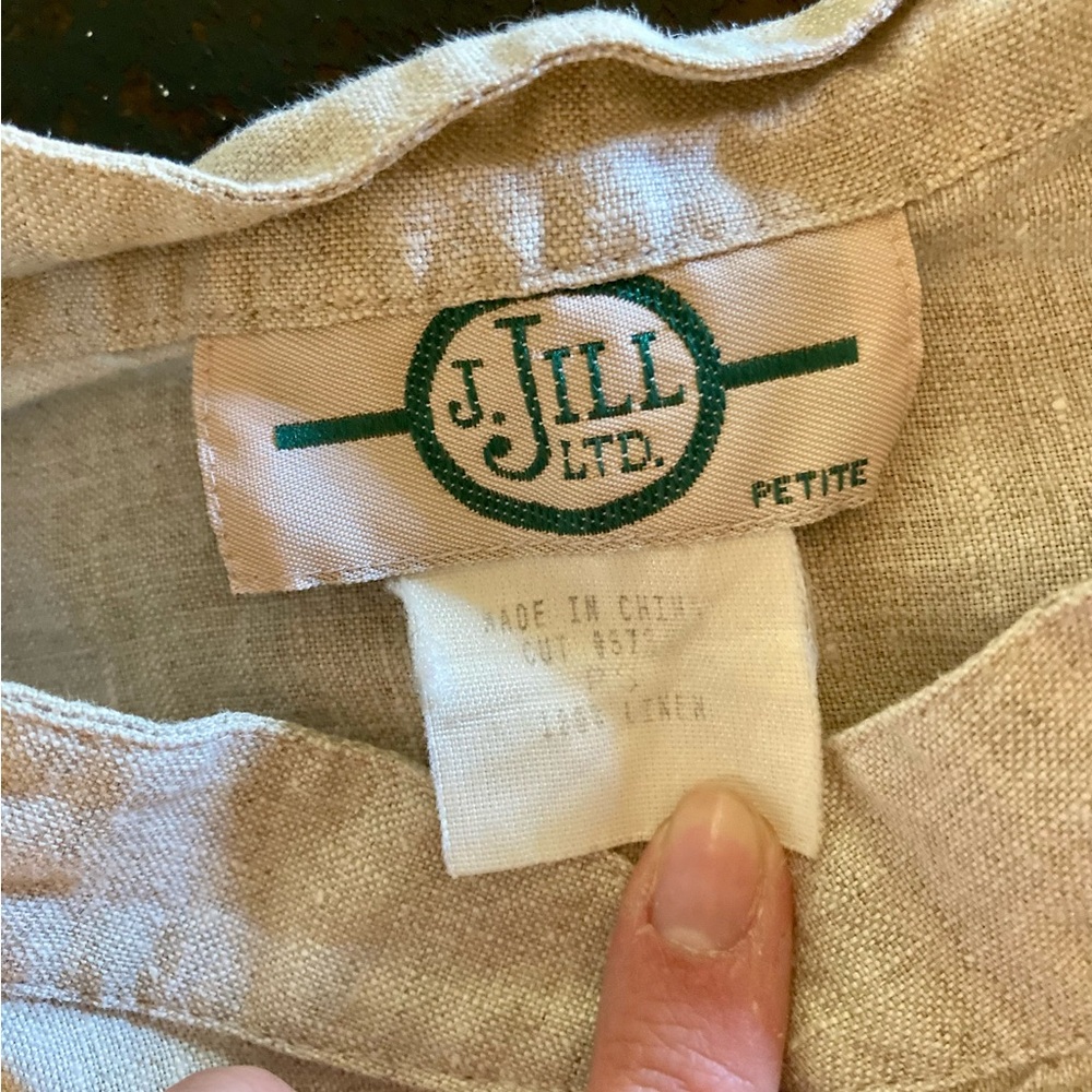 🏯Vintage 1990s J. Jill Ltd. Grey Linen Button Down Shirt, size Petite Small - Picture 5 of 6